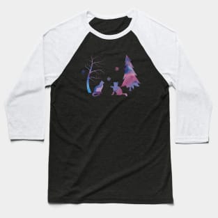 Simple Winter Scene With Cats Baseball T-Shirt